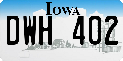 IA license plate DWH402
