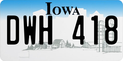 IA license plate DWH418