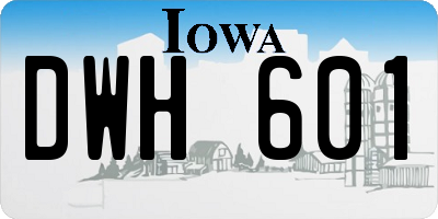 IA license plate DWH601