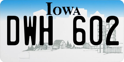 IA license plate DWH602