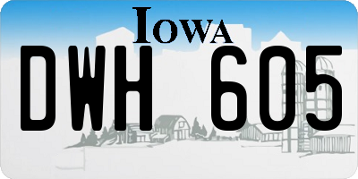 IA license plate DWH605