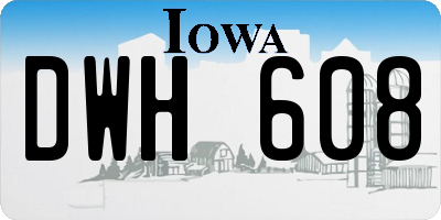 IA license plate DWH608