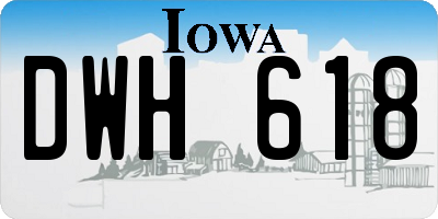 IA license plate DWH618