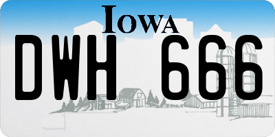 IA license plate DWH666