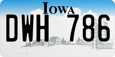 IA license plate DWH786