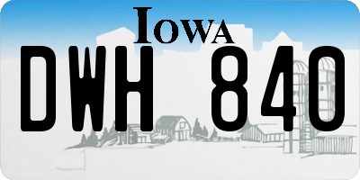 IA license plate DWH840