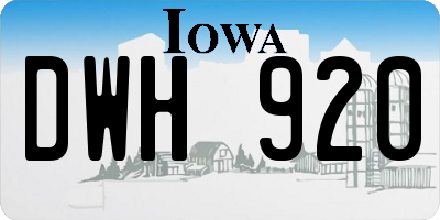IA license plate DWH920