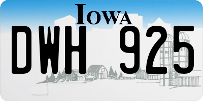 IA license plate DWH925