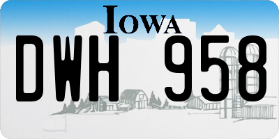 IA license plate DWH958