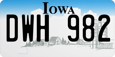 IA license plate DWH982