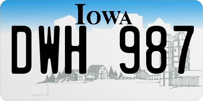 IA license plate DWH987