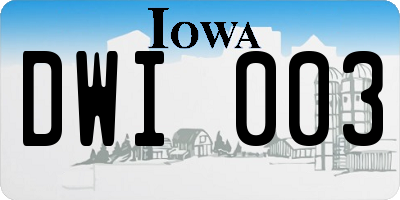 IA license plate DWI003