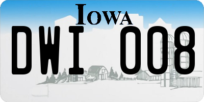 IA license plate DWI008