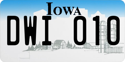 IA license plate DWI010
