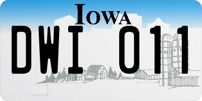IA license plate DWI011