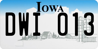 IA license plate DWI013