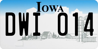 IA license plate DWI014