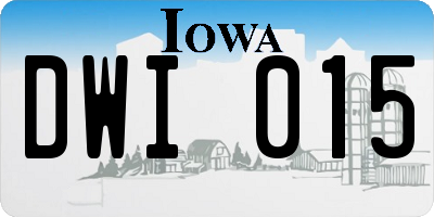 IA license plate DWI015