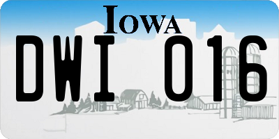 IA license plate DWI016