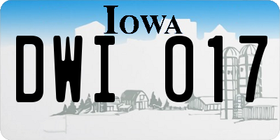 IA license plate DWI017