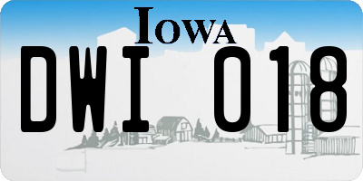 IA license plate DWI018