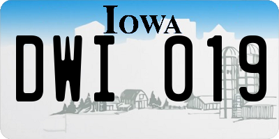 IA license plate DWI019