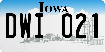 IA license plate DWI021