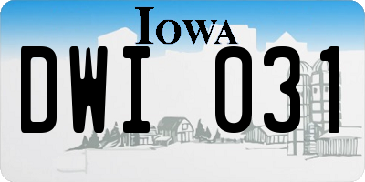 IA license plate DWI031