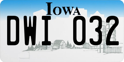 IA license plate DWI032