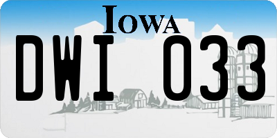 IA license plate DWI033