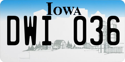 IA license plate DWI036