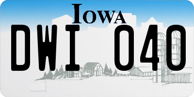 IA license plate DWI040