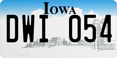 IA license plate DWI054
