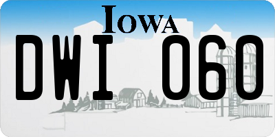 IA license plate DWI060
