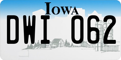 IA license plate DWI062
