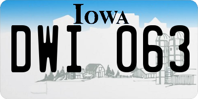 IA license plate DWI063