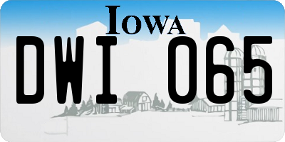 IA license plate DWI065