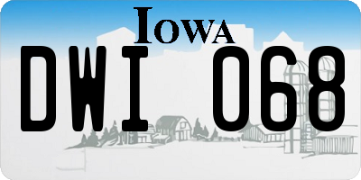 IA license plate DWI068