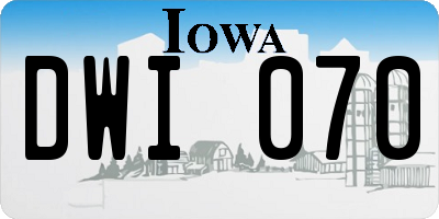 IA license plate DWI070
