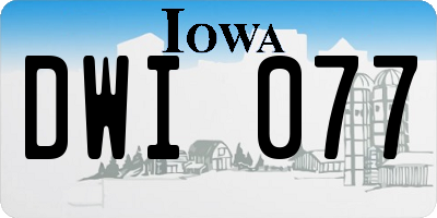 IA license plate DWI077
