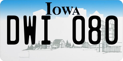 IA license plate DWI080
