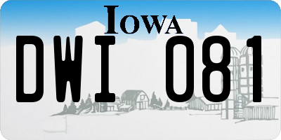 IA license plate DWI081