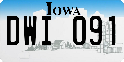 IA license plate DWI091