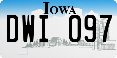 IA license plate DWI097