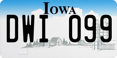 IA license plate DWI099
