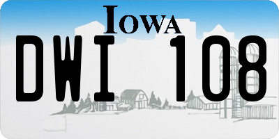 IA license plate DWI108