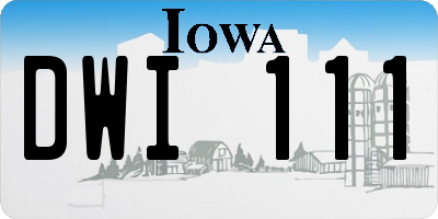 IA license plate DWI111