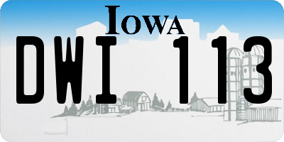 IA license plate DWI113