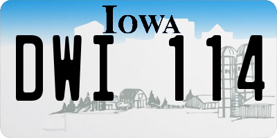 IA license plate DWI114