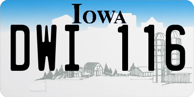 IA license plate DWI116